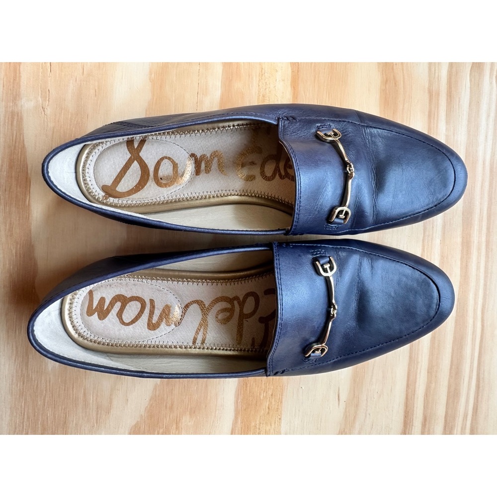Sam Edelman Loraine Navy Blue Leather Horsebit Loafers Womens Size 9 - Picture 2 of 7
